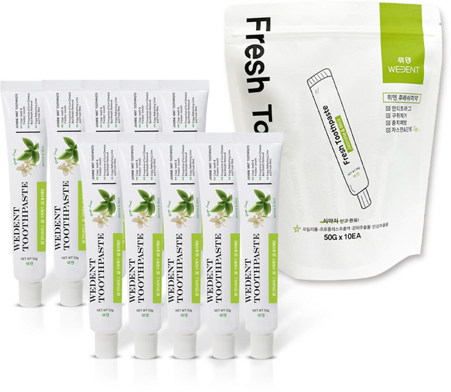 위덴 후레쉬 치약, 50g, 10개