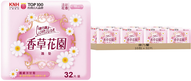 康乃馨 香草花園護墊 洋甘菊, 15cm, 32片, 16包