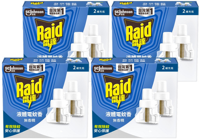 Raid 雷達 超智慧薄型液體電蚊香補充瓶 無臭無味 2瓶, 82ml, 4盒