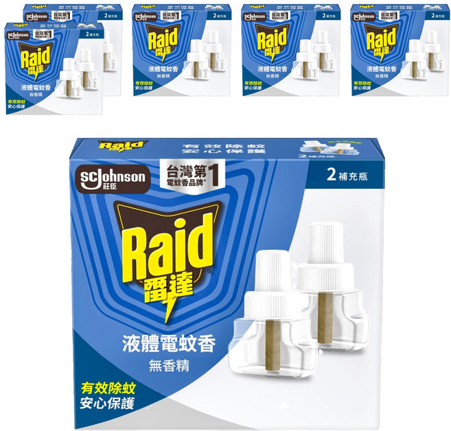 Raid 雷達 超智慧薄型液體電蚊香補充瓶 無臭無味 2瓶, 82ml, 6盒
