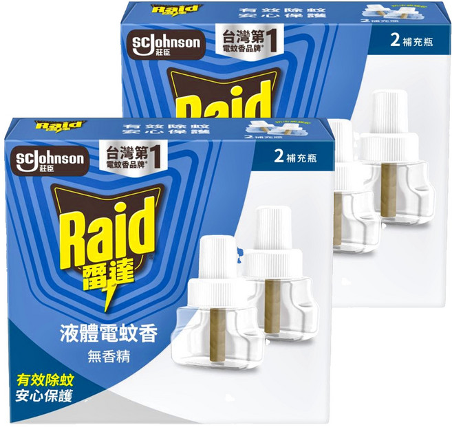 Raid 雷達 超智慧薄型液體電蚊香補充瓶 無臭無味 2瓶, 82ml, 2盒
