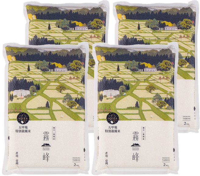 WUFENG GREATEST 霧峰 五甲地特別栽種米真空包裝, 4個, 2kg, 二等米