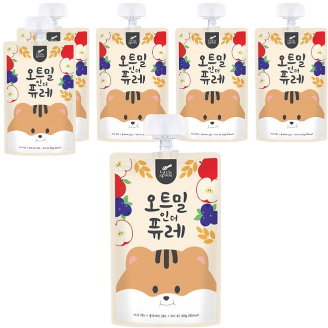 리틀스푼 오트밀인더퓨레, 혼합맛(사과/블루베리/귀리), 100g, 6개
