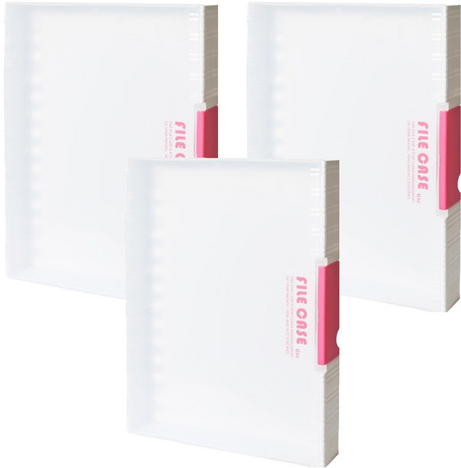 히키스 A4 반투명 파일케이스 대형 FC03, 혼합 색상, 3개