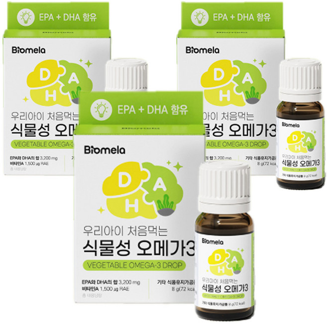 바이오메라 우리아이 처음 먹는 식물성 오메가3, 8g, 3개