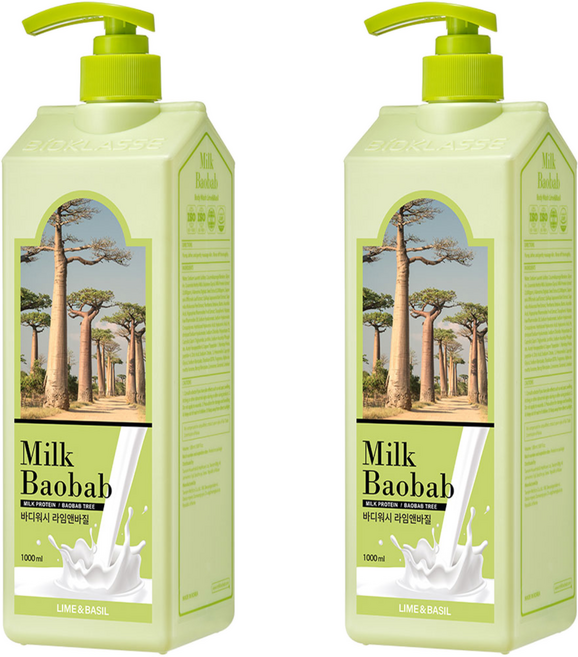 밀크바오밥 바디워시 라임앤바질, 1L, 2개
