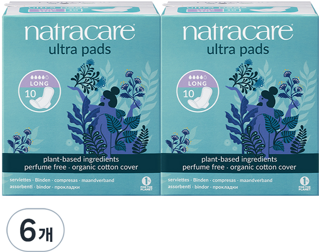 나트라케어 울트라 패드 윙 생리대 날개형, 대형, 10개입, 6개