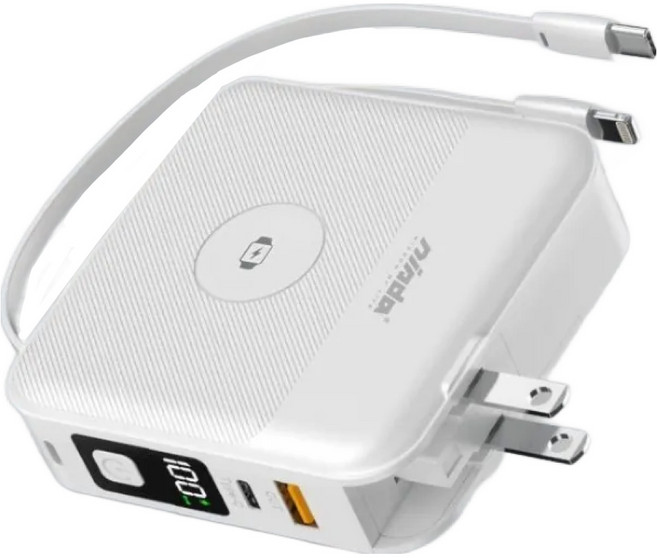 nisda 智能無線充行動電源 10000mAh 4711085984623, BS-WL720, 白色