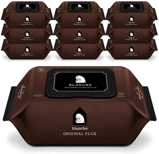 블랑슈 오리지널 플러스 아기물티슈 캡형, 75g, 70매, 10개