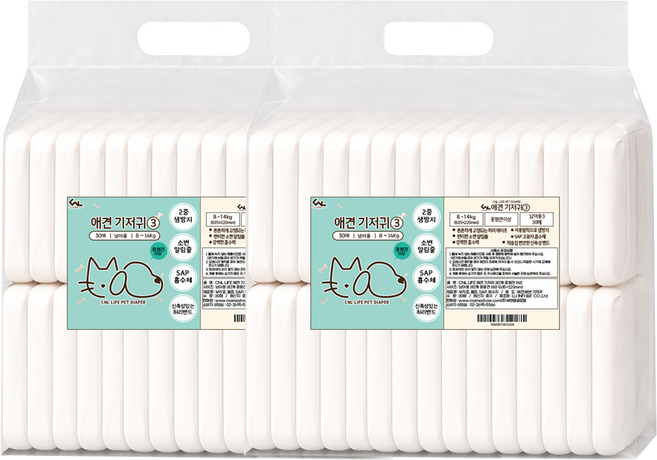씨엔앨라이프 애견 3단계 기저귀, 중형, 30개입, 2개