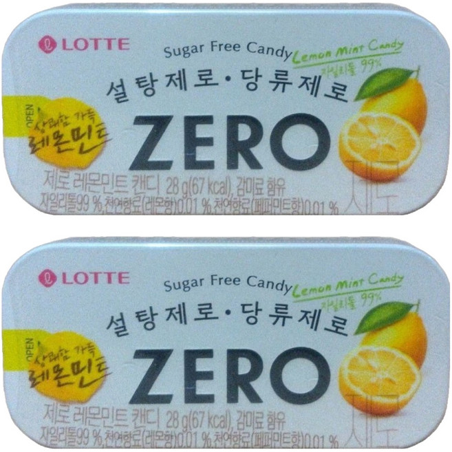 롯데제로 레몬민트 캔디, 28g, 2개