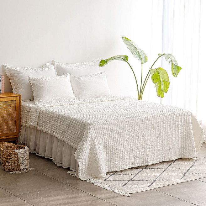 순면100 아사줄누비 피그먼트 스프레드, 화이트