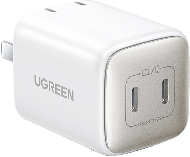 UGREEN 綠聯 45W 充電器 GaN 快充版 雙USB-C, 白色, 1盒