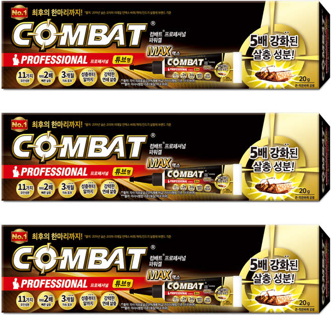 컴배트 맥스 겔 튜브형 바퀴살충제, 20g, 3개