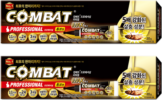 컴배트 맥스 겔 튜브형 바퀴살충제, 20g, 2개