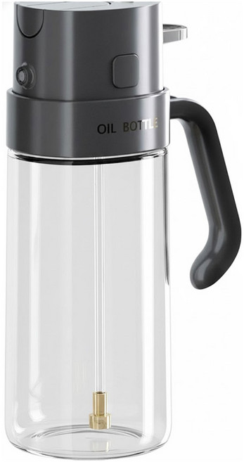 couselect 一鍵開蓋 噴倒兩用玻璃油壺 12.4 x 6.9 x 21.5cm 深灰色, 550ml, 1個