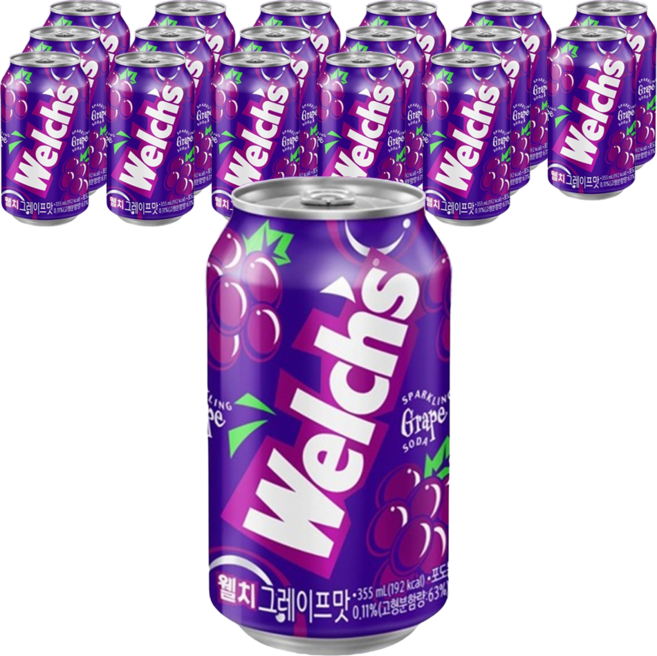 웰치스 포도, 355ml, 18개