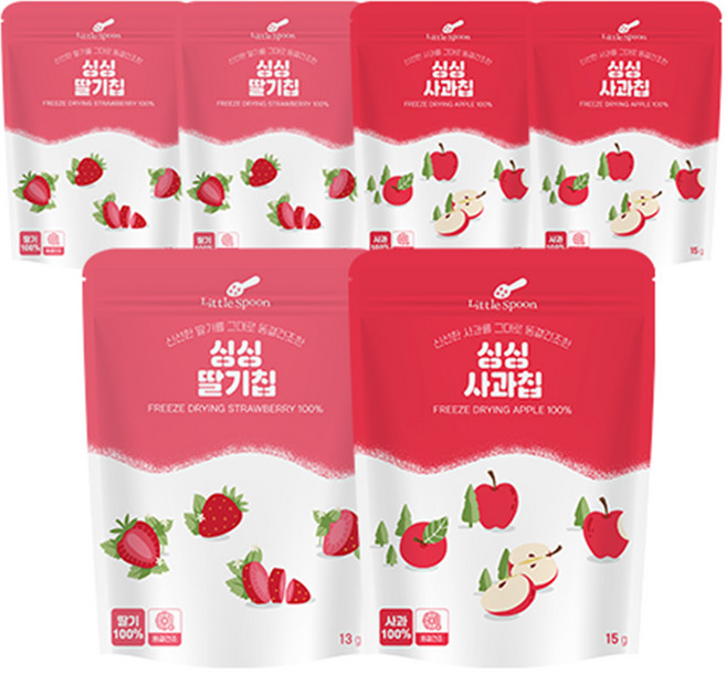 리틀스푼 동결건조 싱싱과일칩 2종 세트, 1세트, 사과, 딸기