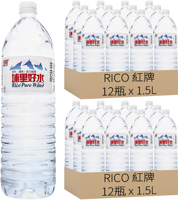 RICO 紅牌 埔里好水, 1.5L, 24瓶