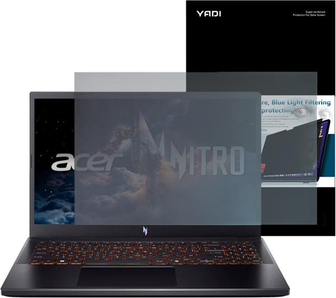 YADI 亞第 插卡隱貼 水之鏡防窺片 Acer Nitro V 15 ANV15-51-95SE專用 16 : 9, 防窺色調, 1片