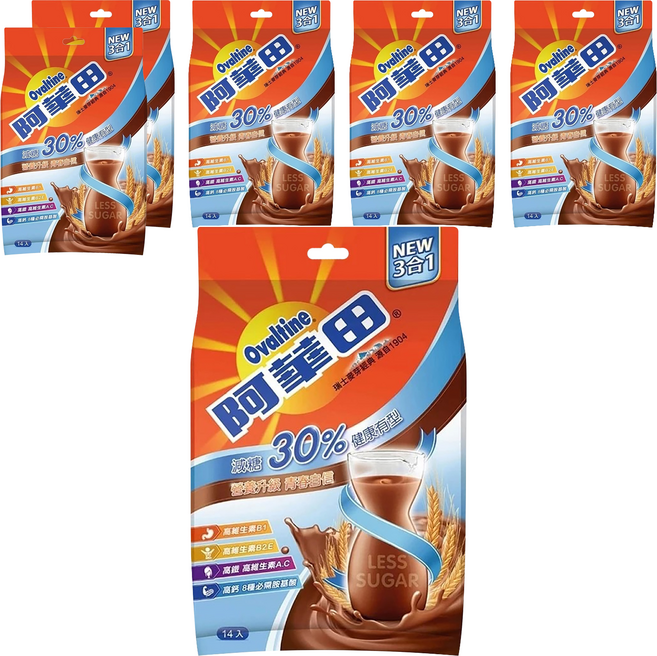 Ovaltine 阿華田 減糖營養巧克力麥芽飲品, 31g, 14包, 6袋