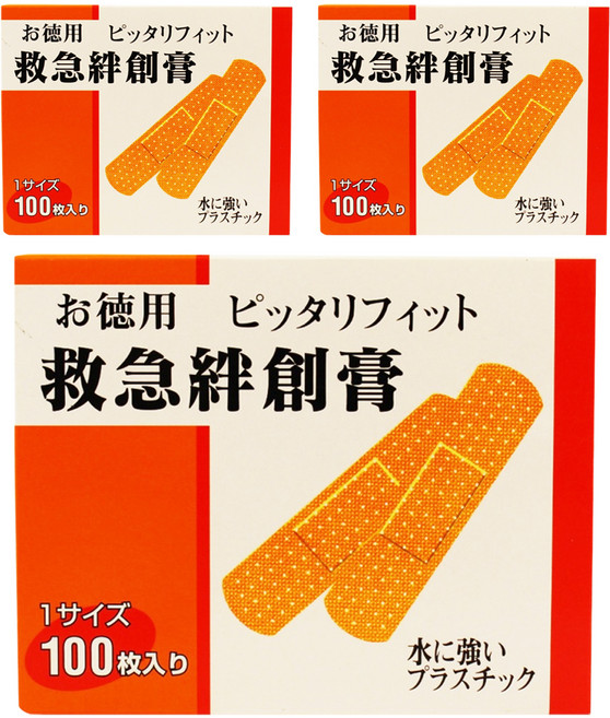 KYORIKI 京立奇 救急絆創膏 未滅菌 膚色, 100枚, 3盒