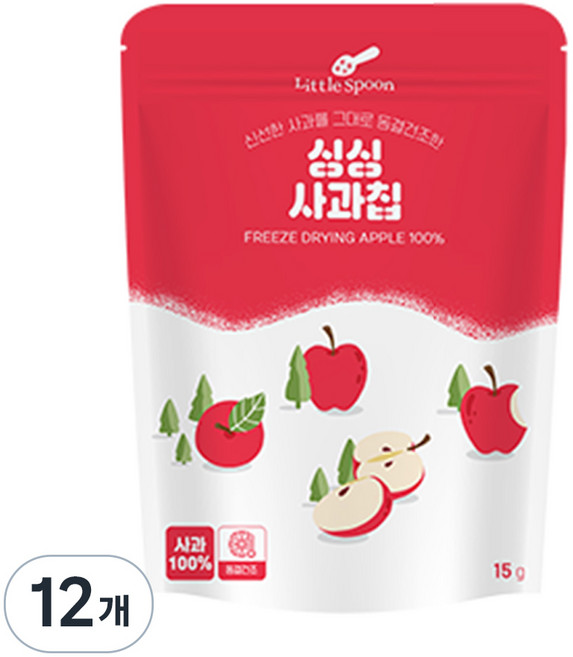 리틀스푼 동결건조 싱싱 과일칩 사과, 15g, 12개