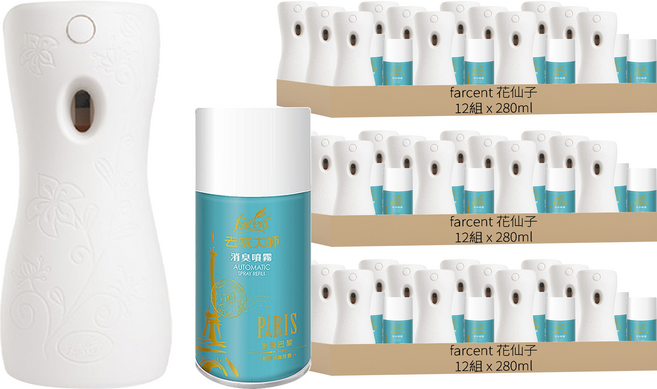 farcent 花仙子 去味大師 自動噴霧機組 自動噴霧機 + 消臭噴霧罐 280ml, 36組