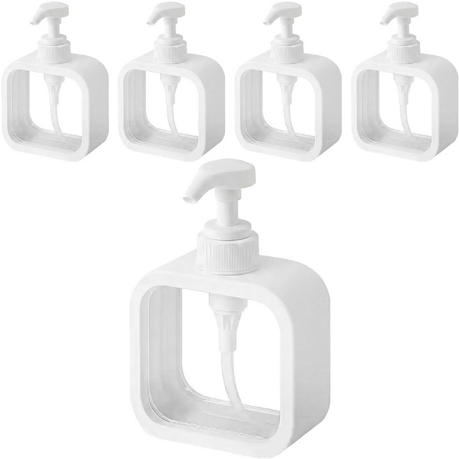 洗手乳分裝瓶 10.2 x 5 x 17.5cm 300ml, 透明白, 5個