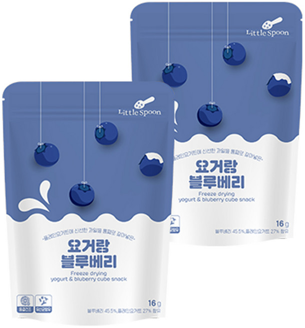 리틀스푼 요거트 큐브스낵, 요거랑 블루베리, 16g, 2개