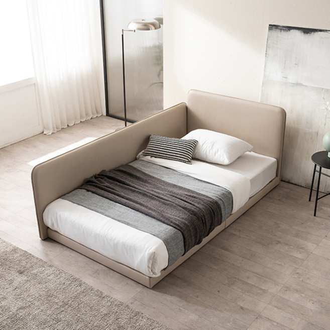 삼익가구 루시 슬림형 저상형 침대 프레임 + 가드 + 라텍스 7존 독립스프링 매트리스 세트 방문설치, 베이지(프레임,가드), 그레이(매트리스)