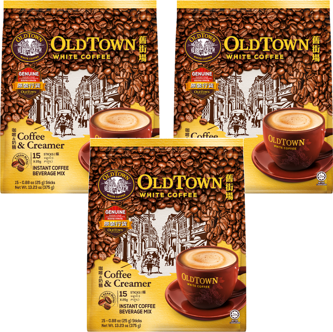 OLDTOWN WHITE COFFEE 舊街場白咖啡 咖啡&奶精 即溶咖啡飲品, 25g, 15條, 3袋