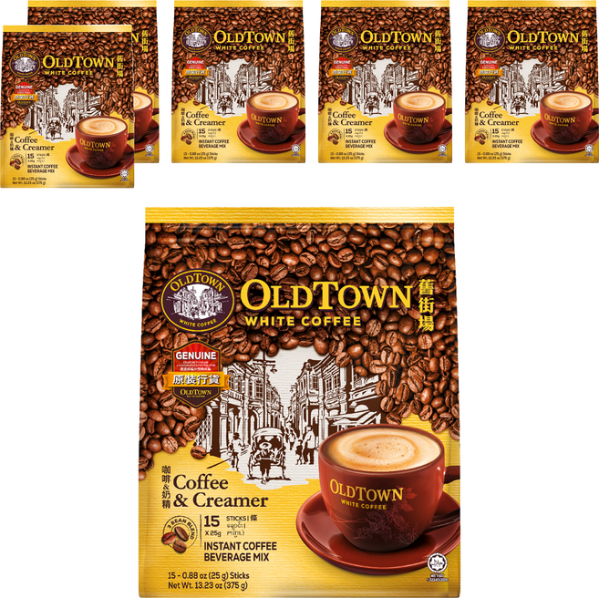 OLDTOWN WHITE COFFEE 舊街場白咖啡 咖啡&奶精 即溶咖啡飲品, 25g, 15條, 6袋