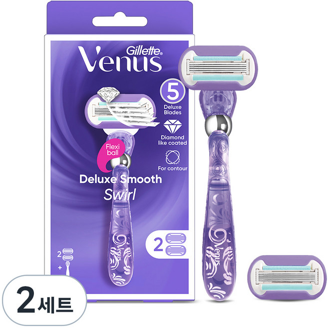 Venus 정품 스월 여성용 면도기 + 면도날 2p, 2세트