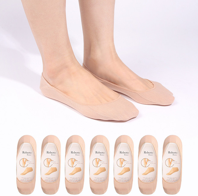 두발로 여성용 프리미엄 실리콘 면 덧신 7켤레