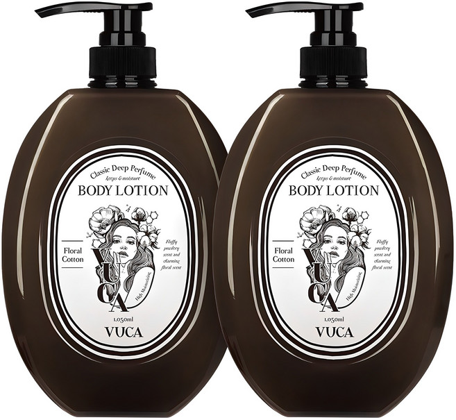 뷰카 클래식 딥 퍼퓸 모이스처 바디로션 플로럴코튼향, 1.05L, 2개