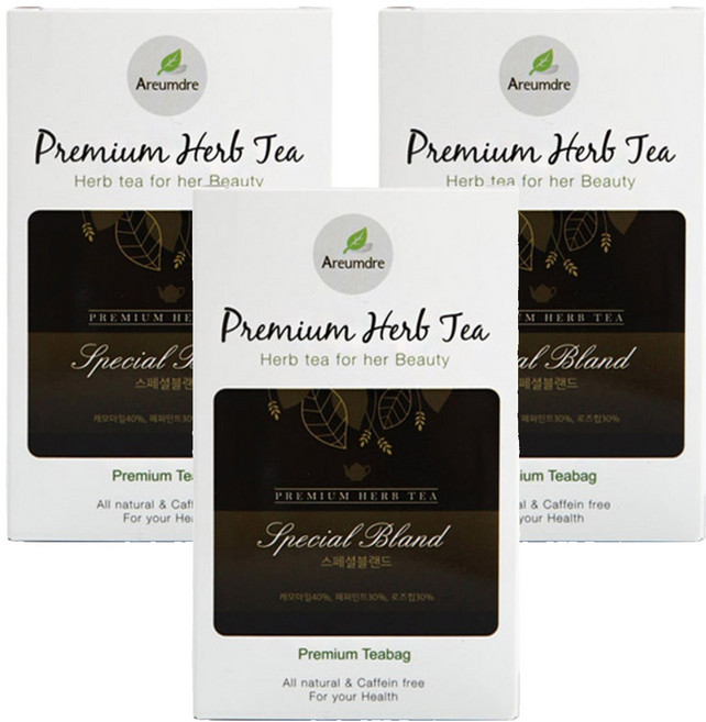 아름드레 프리미엄 화이트 스페셜블랜드 허브티, 1.1g, 20개입, 3개