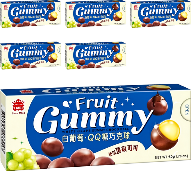 義美 白葡萄QQ糖巧克球, 50g, 6盒