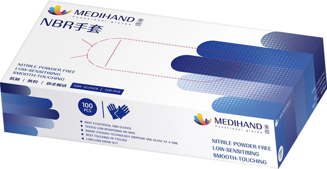 MEDIHAND 美恆 NBR手套 100個, 藍色, M, 1盒