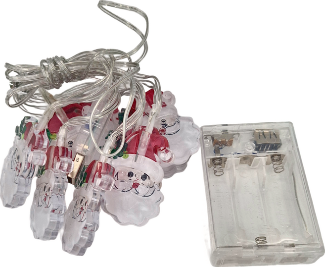 10頭LED聖誕老人造型燈 2公尺 暖光 含行動電池盒, 1組