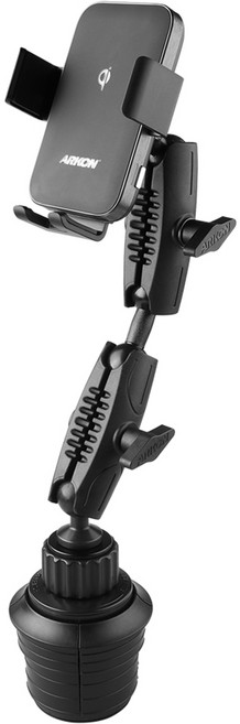 ARKON 무선N오토 더블로버스트 차량용 컵홀더 무선충전 핸드폰 거치대 AWCRM2X323, 1세트