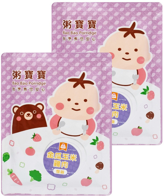 粥寶寶 無毒農 金瓜玉米雞肉燉飯 1歲以上, 150g, 2包
