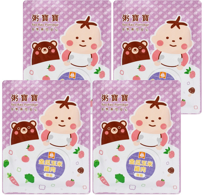 無毒農 粥寶寶 金瓜玉米雞肉燉飯 1歲以上, 150g, 4包