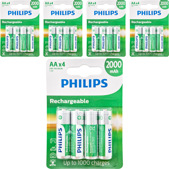 PHILIPS 飛利浦 Multi Life低自放電3號鎳氫充電電池 顏色隨機, 4個, 5組