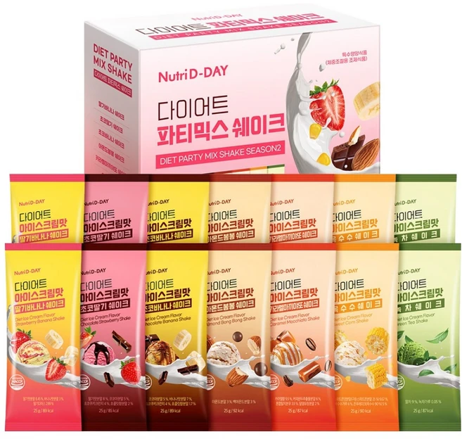 뉴트리디데이 다이어트 파티믹스 쉐이크 7종 세트, 350g, 1세트 - 쿠팡