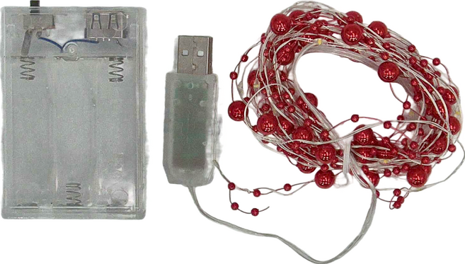 LED 亮紅球銅線燈 Set 30 3公尺, 暖白 + 白, 1組