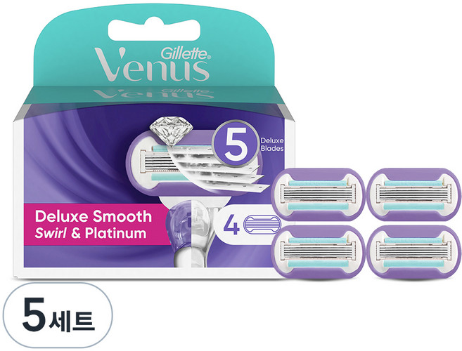 Venus 정품 플렉시볼 스월 면도날, 5개, 4개입