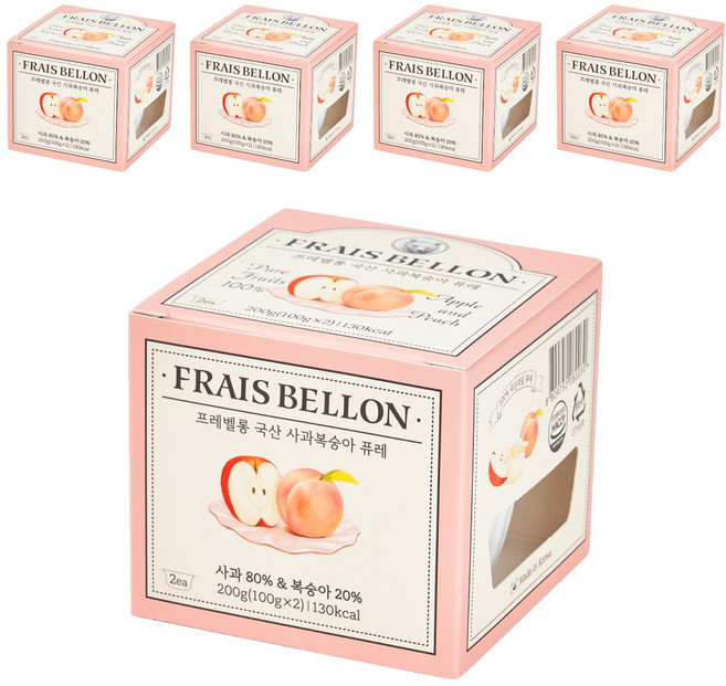 FRAIS BELLON 孩童蔬果泥 2入, 蘋果水蜜桃口味, 200g, 5盒