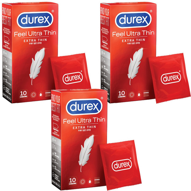 듀렉스 필 울트라 씬 슬림형 콘돔, 10개입, 3개