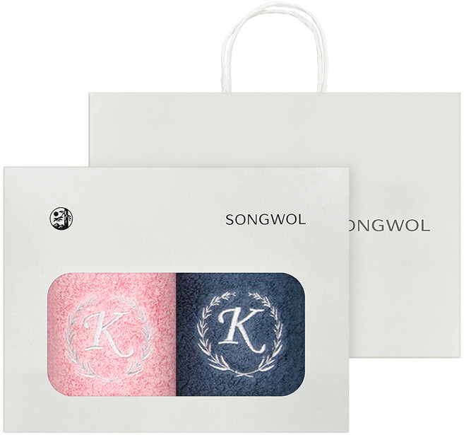 호텔컬렉션 카이저 타월 180g 코마사 2p + 쇼핑백 선물 세트, 랜덤, 1개